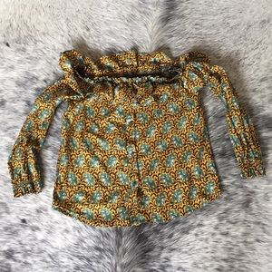 Ruffled J. Crew  shirt with elephants print size s